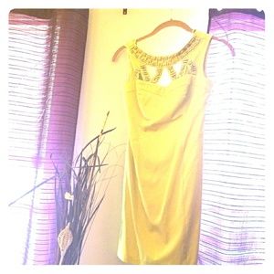 lime green/ gold short dress